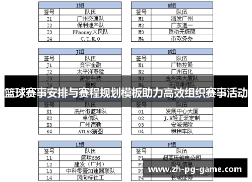 篮球赛事安排与赛程规划模板助力高效组织赛事活动