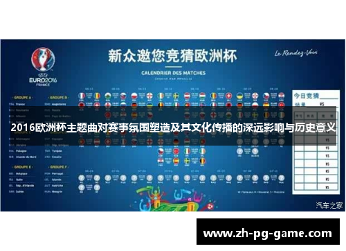 2016欧洲杯主题曲对赛事氛围塑造及其文化传播的深远影响与历史意义